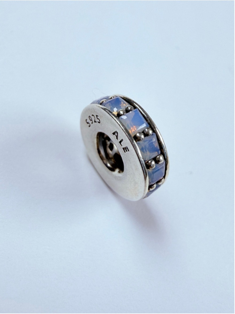 Pandora Opalescent Crystal Eternity Spacer Sterling Silver Bead Charm ALE (B2)